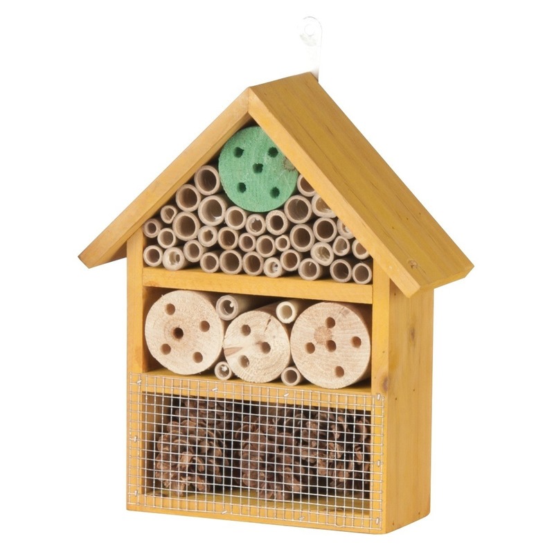 Oranje huisje voor insecten 30 cm vlinderhuis/bijenhuis/wespenhotel