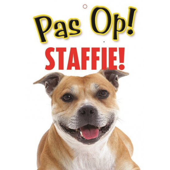 Afbeelding Pas op voor Staffordshire-Bullterrier bordje door Animals Giftshop