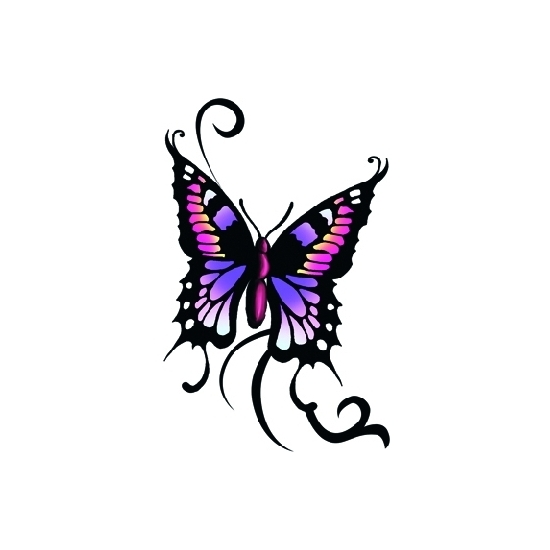 Afbeelding Plak tattoos glitter vlinder zwart/paars door Animals Giftshop