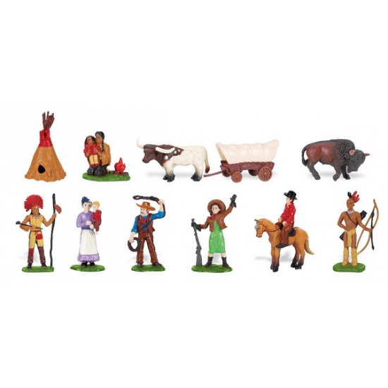 Afbeelding Plastic indianen en cowboys in koker door Animals Giftshop