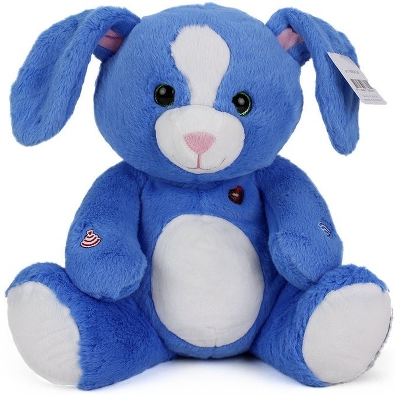Pluche blauw konijn knuffeldier 30 cm