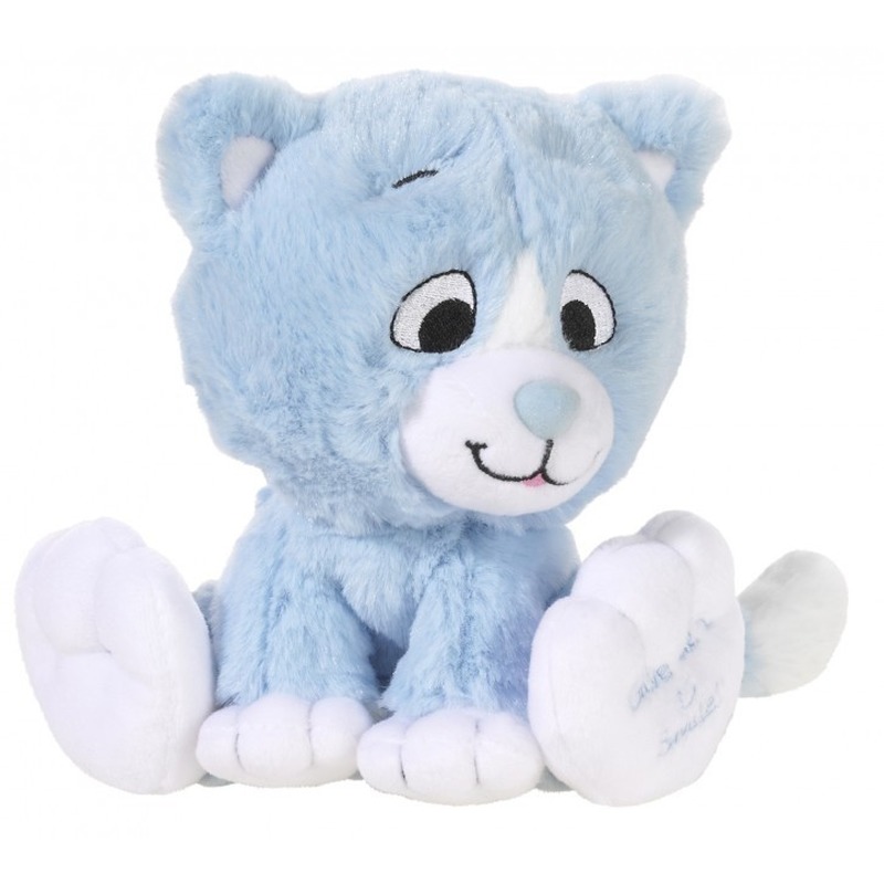 Pluche blauwe katten knuffel 14 cm
