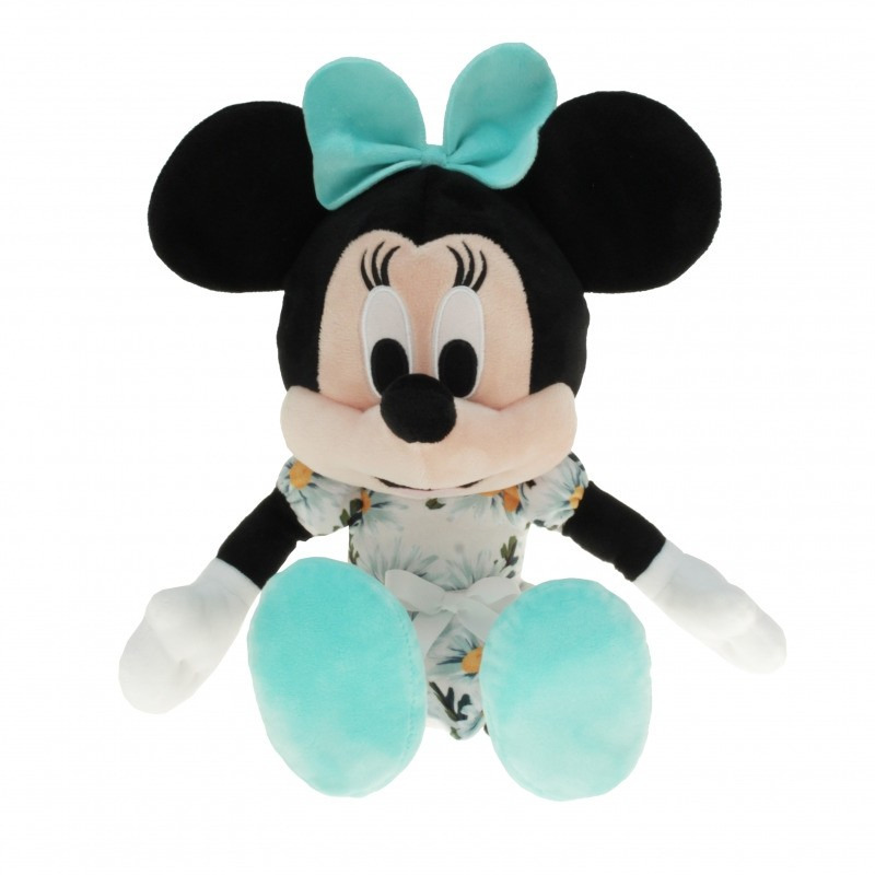 Afbeelding Pluche Disney Minnie Mouse knuffel 30 cm lichtblauw met bloemen jurkje door Animals Giftshop