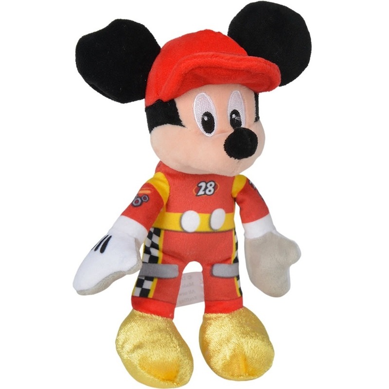 Pluche Mickey Mouse racing Disney knuffels 17 cm