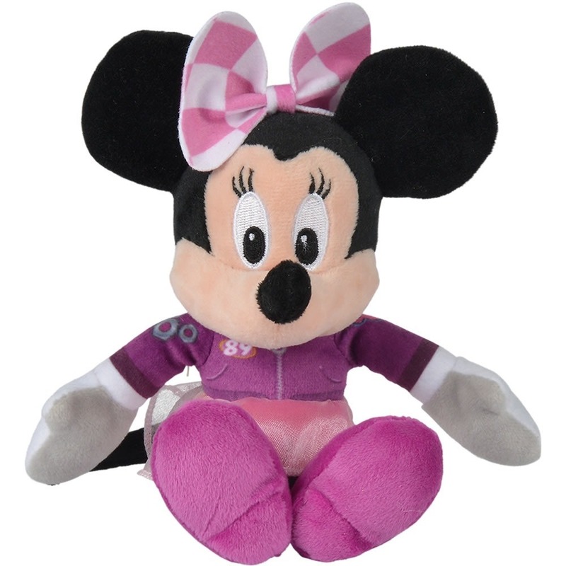 Pluche Minnie Mouse racing Disney knuffels 18 cm