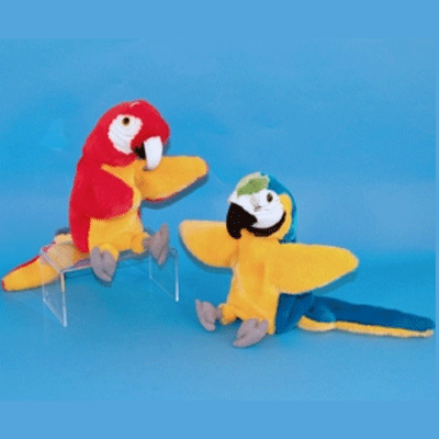 Pluche papegaai handpop blauw/geel