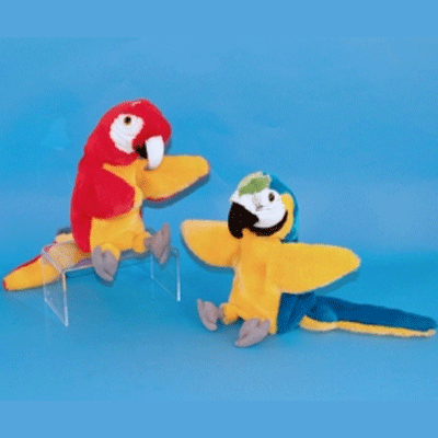 Pluche papegaai handpop rood/geel
