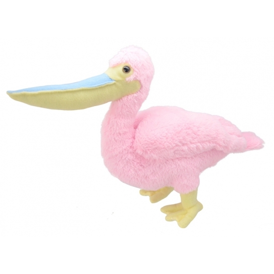 Pluche pelikaan knuffeldier roze/geel 35 cm