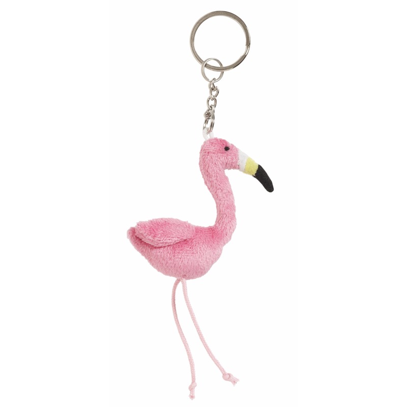 Pluche sleutelhanger flamingo 6 cm