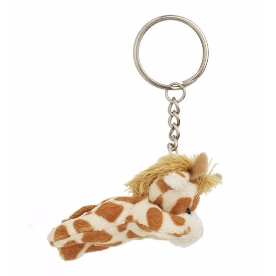 Pluche sleutelhanger giraffe knuffel 6 cm