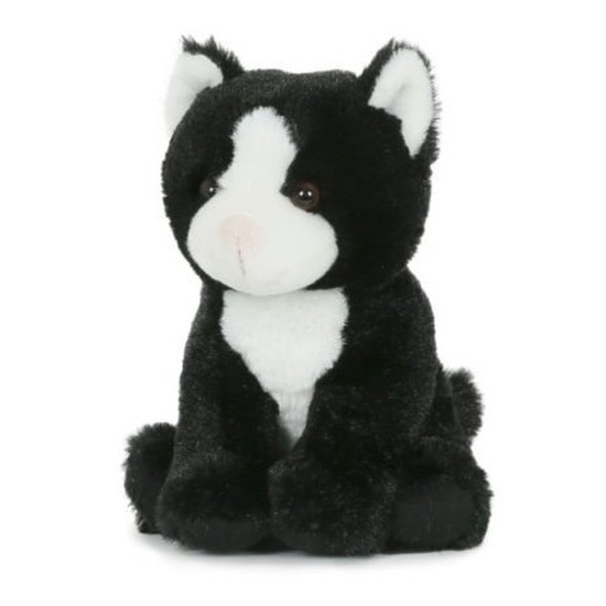 Afbeelding Pluche speelgoed poes/kat knuffeldier zwart/wit 18 cm door Animals Giftshop