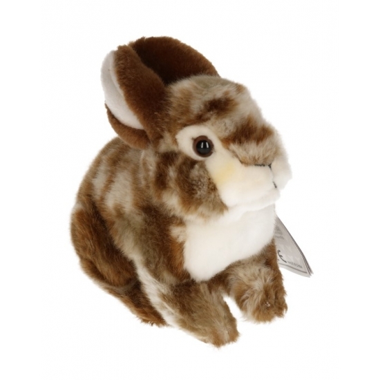 Pluche zittend konijn bruin/wit 22 cm