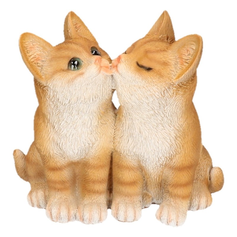 Afbeelding Polystone tuinbeeld rode katten/poezen kittens 20 cm door Animals Giftshop