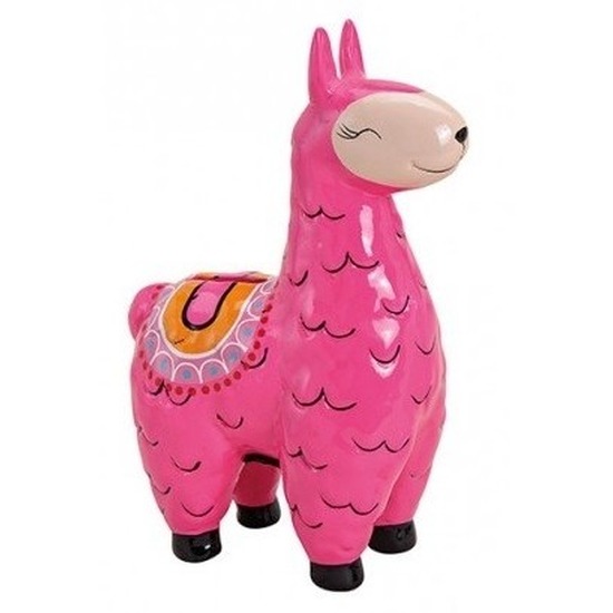 Roze dieren spaarpot alpaca/lama 21 cm