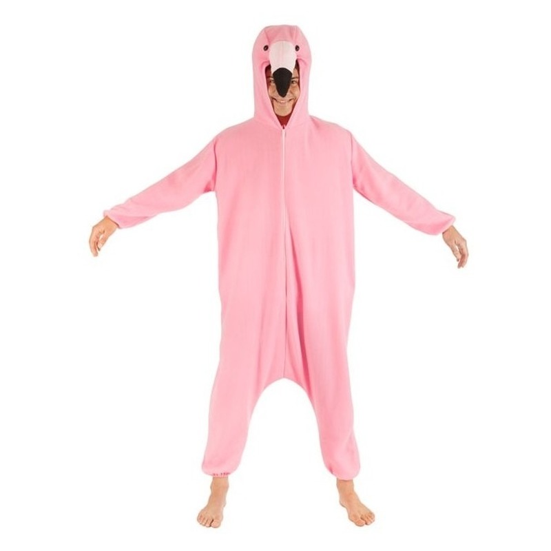 Roze flamingo onesie/pak voor volwassenen