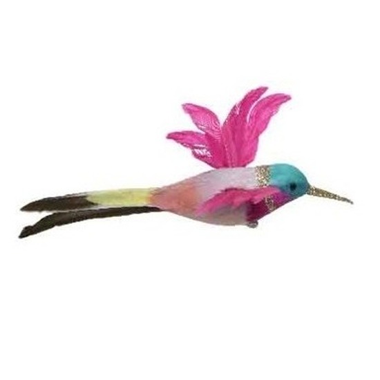 Afbeelding Roze kolibrie vogel op clip 15 cm door Animals Giftshop