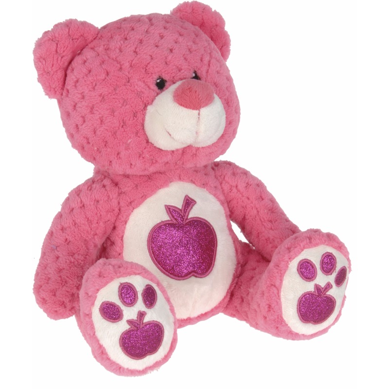 Roze teddybeer met glitters 25 cm