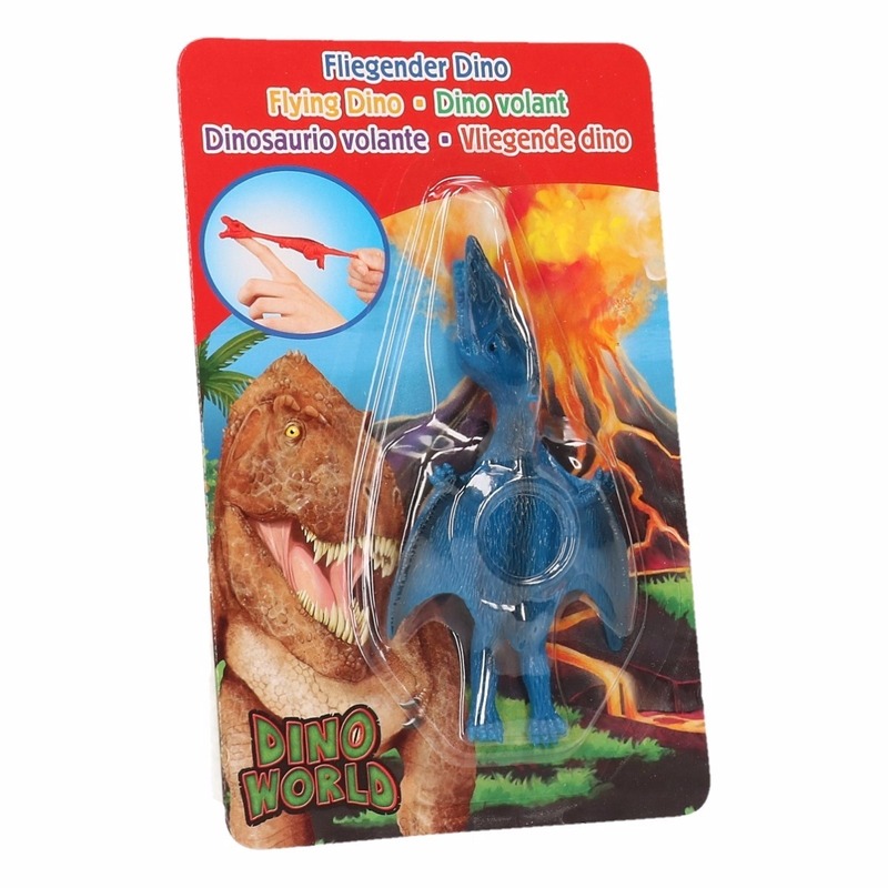 Rubberen speelgoed Dino World blauwe vingerpoppetje Pterosauri?rs
