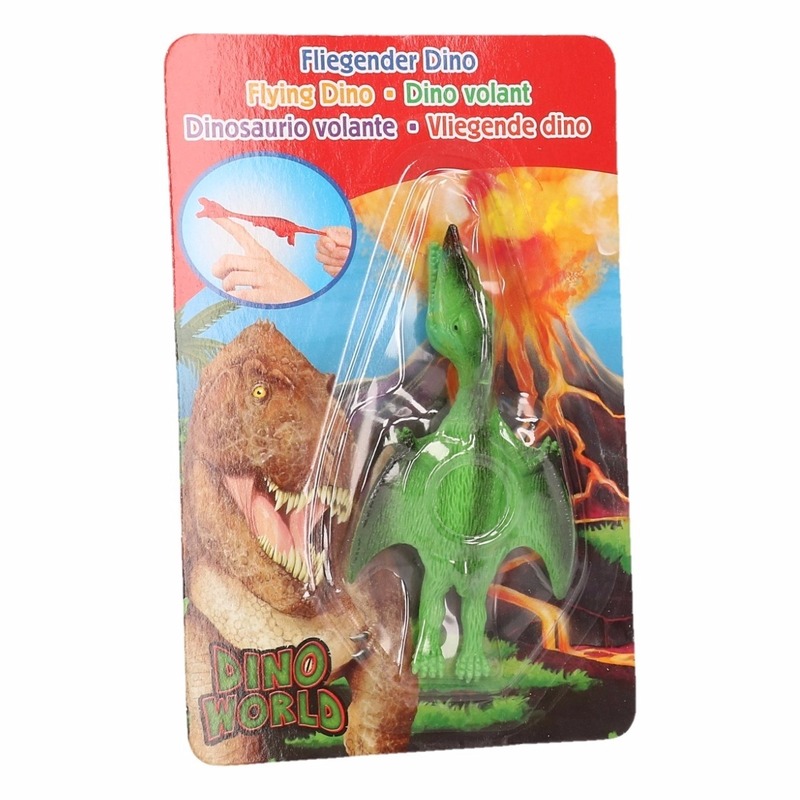 Rubberen speelgoed Dino World groene vingerpoppetje Pterosauri?rs