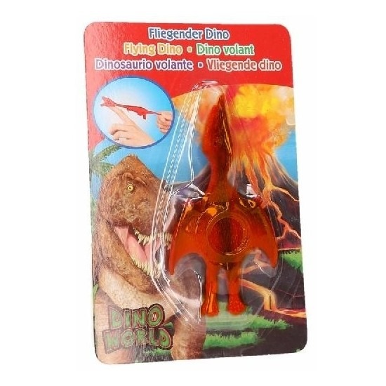 Rubberen speelgoed Dino World oranje vingerpoppetje Pterosauri?rs