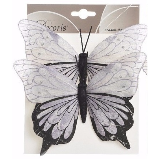 Afbeelding Set van 2 deco vlinders op ijzerdraad lila set 1 door Animals Giftshop