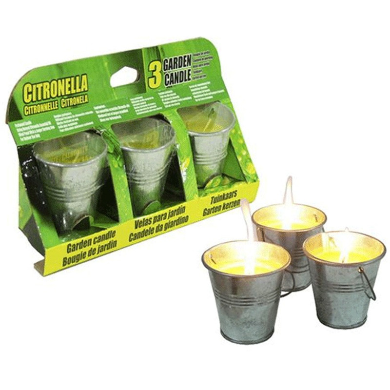 Afbeelding Set van 6x citronella anti muggen kaarsen in een emmertje door Animals Giftshop