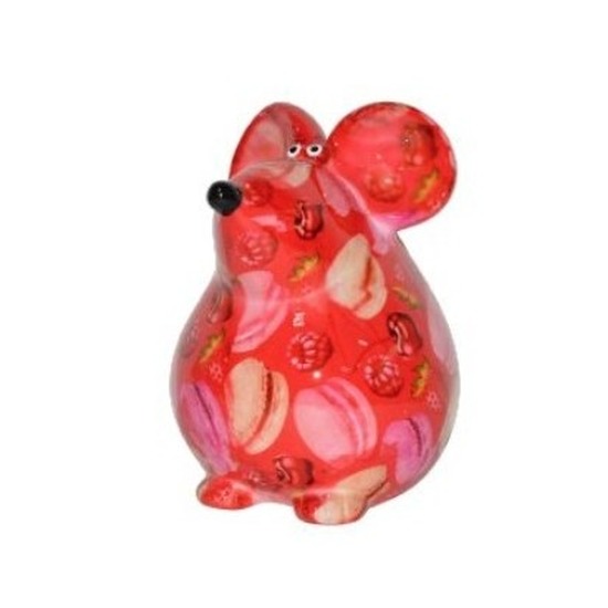 Afbeelding Spaarpot muis rood met flamingo print 17 cm door Animals Giftshop