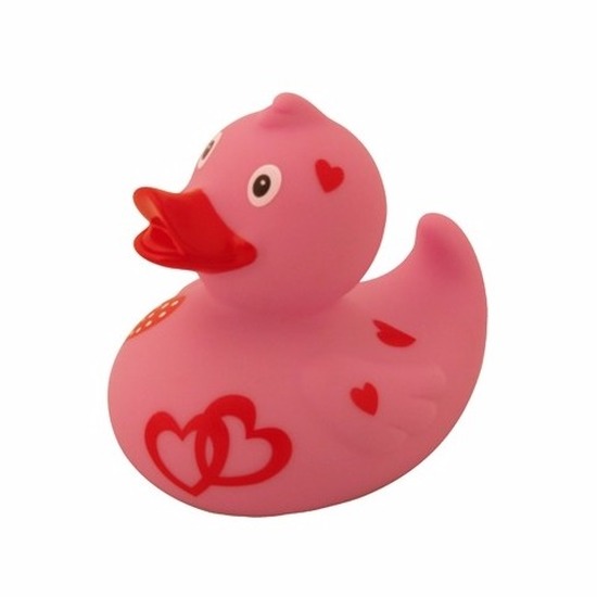 Afbeelding Speelgoed badeend met hartjes 8 cm door Animals Giftshop