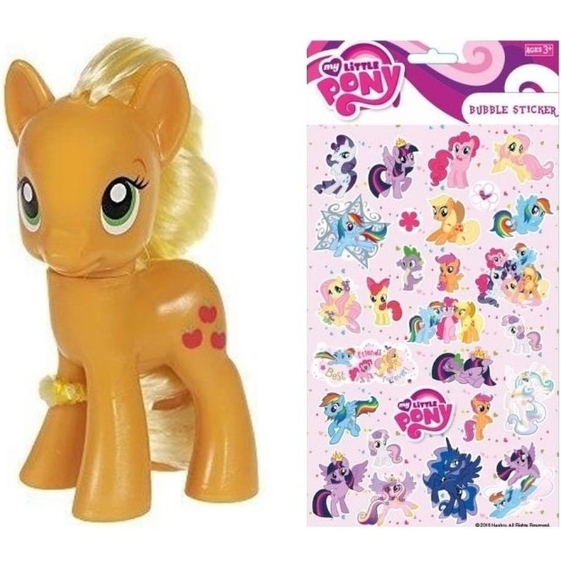 Speelgoed My Little Pony plastic figuur Applejack met stickers/stickervel