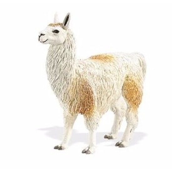 Afbeelding Speelgoed nep lama wit/bruin 11 cm door Animals Giftshop