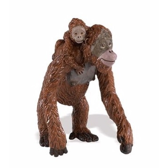 Afbeelding Speelgoed nep Orang Oetan aap met baby 9 cm door Animals Giftshop