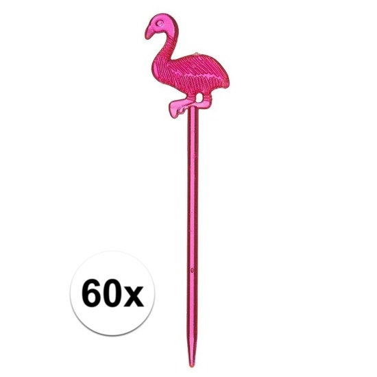 Tropische versiering flamingo prikkers 60x 8 cm