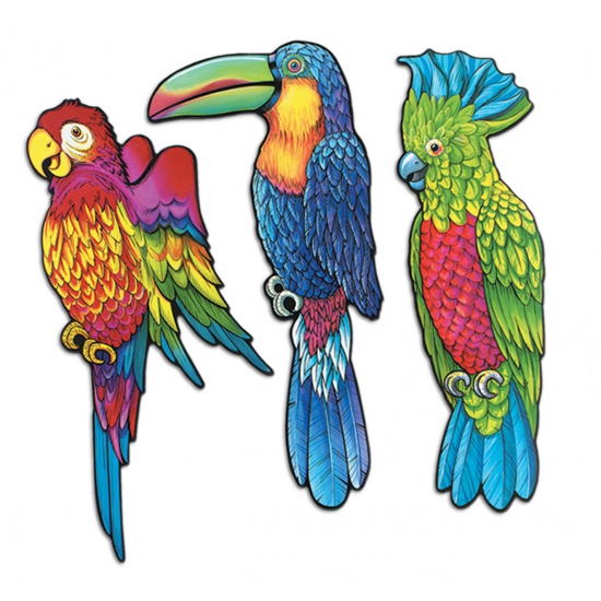 Afbeelding Tropische vogel decoratie 3 stuks door Animals Giftshop