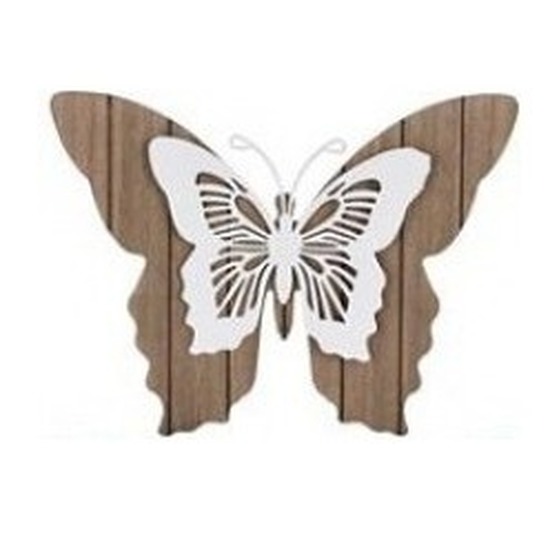 Tuin vlinder bruin/wit 28 cm