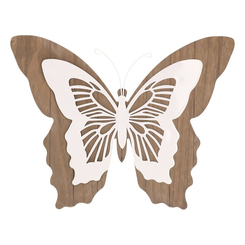 Tuin vlinder bruin/wit 38 cm
