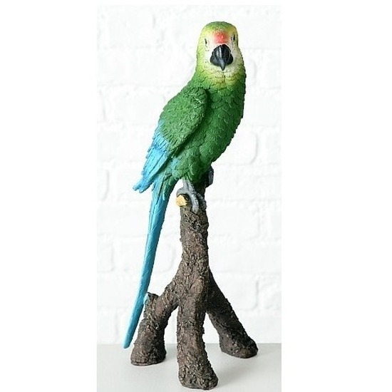 Tuinbeeld groene papegaai 39 cm