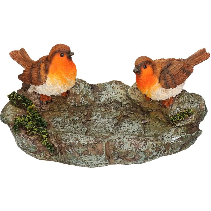 Afbeelding Tuinbeeldje roodborstjes op steen 20 cm door Animals Giftshop