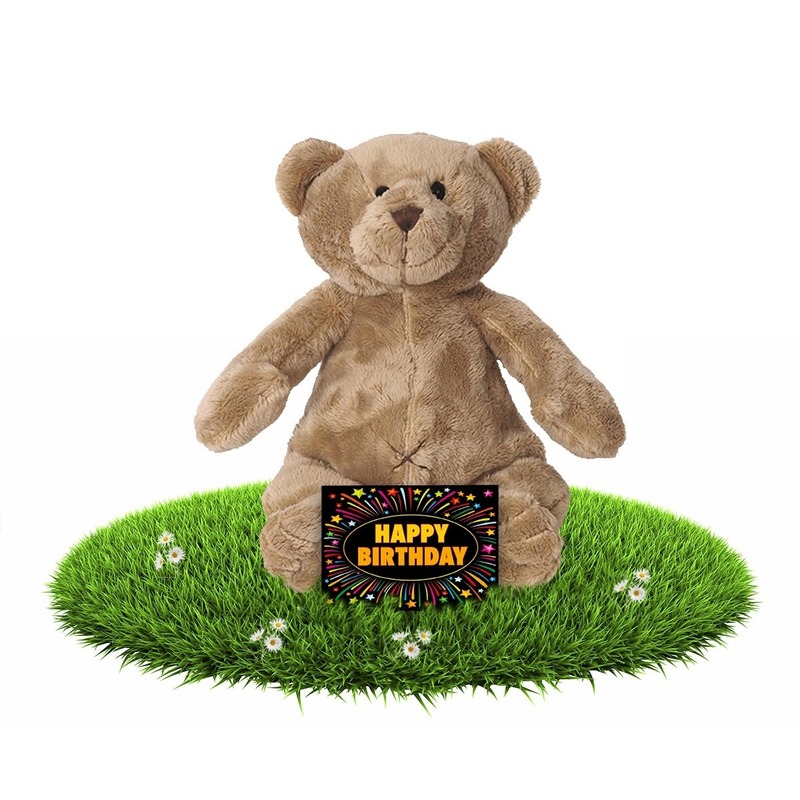 Afbeelding Verjaardagcadeau beren knuffel 17 cm + gratis verjaardagskaart door Animals Giftshop