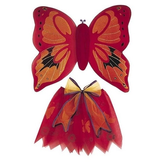 Verkleedkleding rode vlinder vleugels voor meisjes