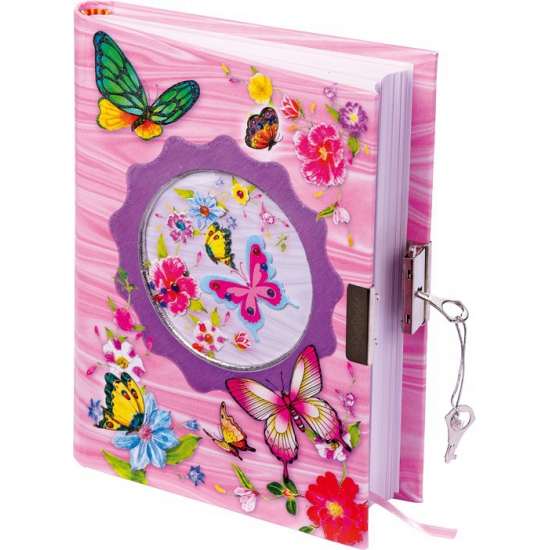 Afbeelding Vlinder dagboekje met slot door Animals Giftshop