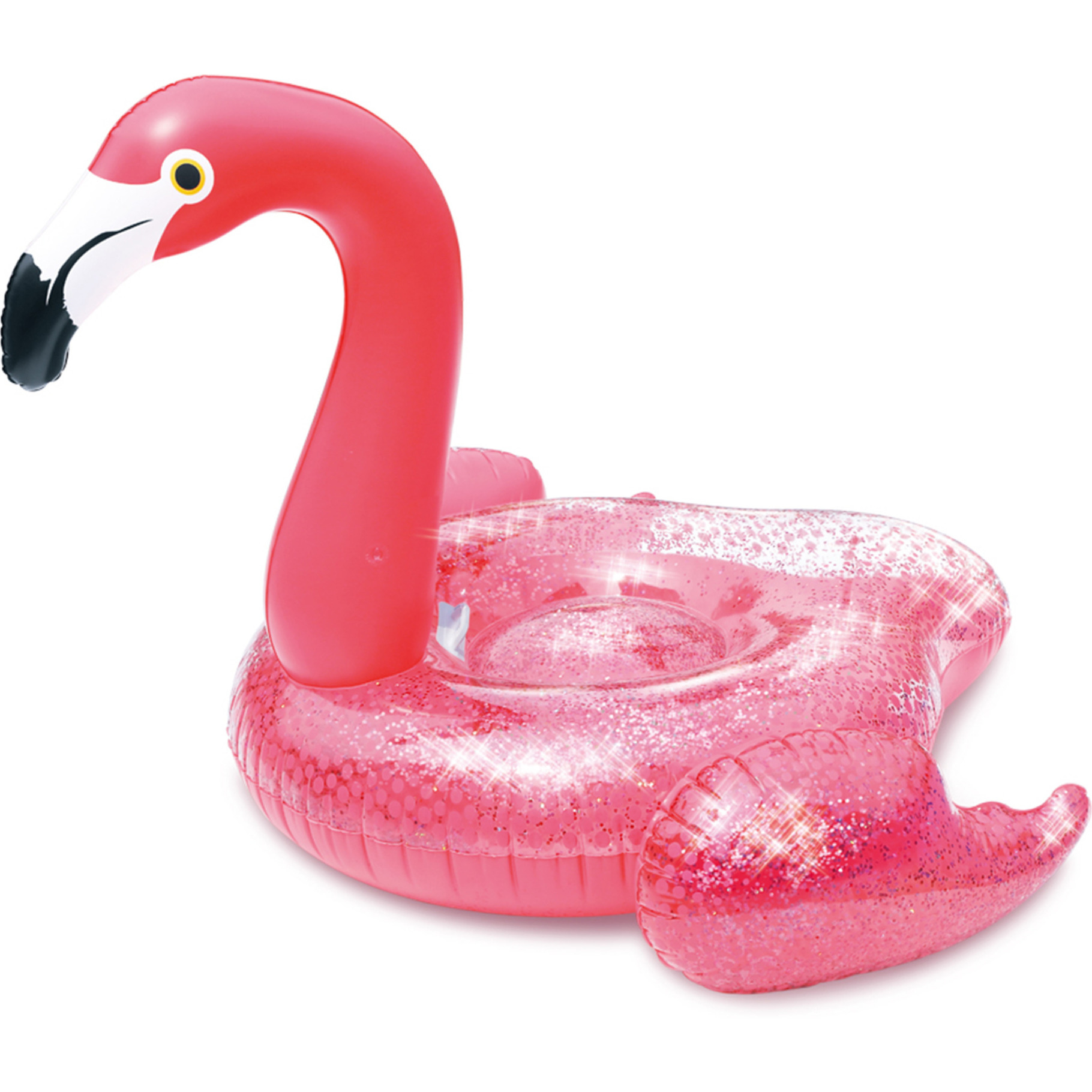 Afbeelding Waterspeelgoed roze glitter flamingo ride-on/luchtbed 138 x 140 x 98 cm voor jongens/meisjes/kinderen door Animals Giftshop