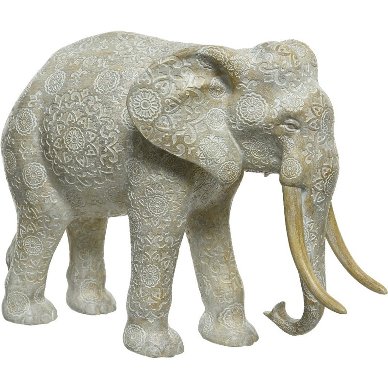 Afbeelding Woondecoratie beeld gegraveerde olifant 26 cm door Animals Giftshop