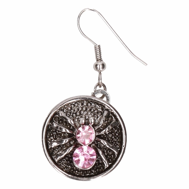 Zilveren metalen oorbellen met roze spin chunk