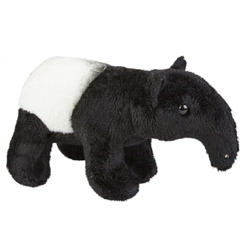 Afbeelding Zwart/witte tapir knuffel 19 cm knuffeldieren door Animals Giftshop
