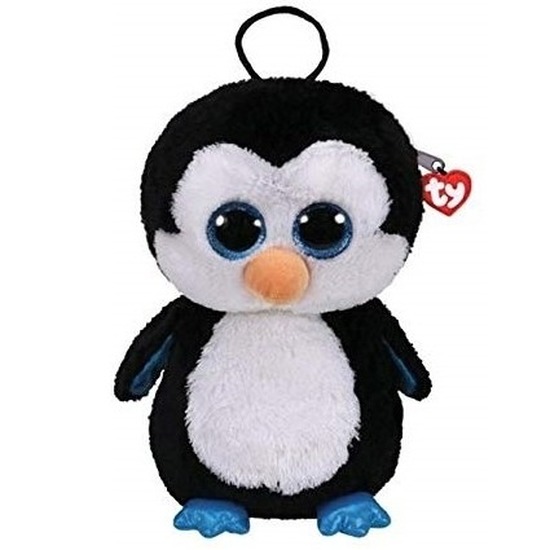 Zwart/witte Ty Beanie pinguins rugzak/rugtas Waddles 15 x 24 cm pinguin schooltas
