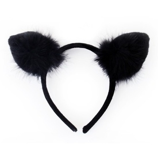 Afbeelding Zwarte haarband met kat oortjes voor dames door Animals Giftshop