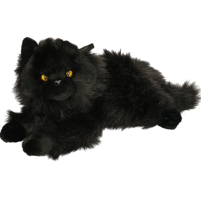 Afbeelding Zwarte Perzische katten/poezen knuffels 30 cm knuffeldieren door Animals Giftshop