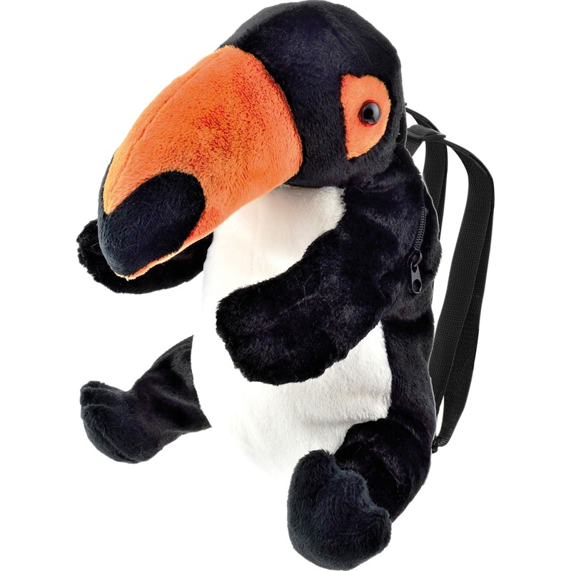 Afbeelding Zwarte toekan vogel rugzak/rugtas knuffels 32 cm knuffeldieren door Animals Giftshop