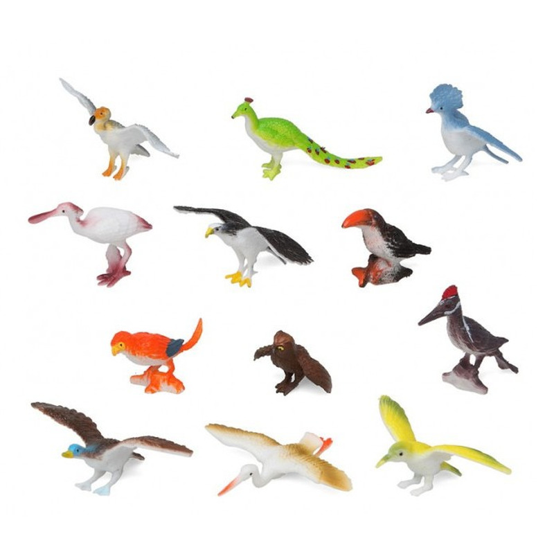 12x Plastic vogeltjes speelgoed figuren voor kinderen