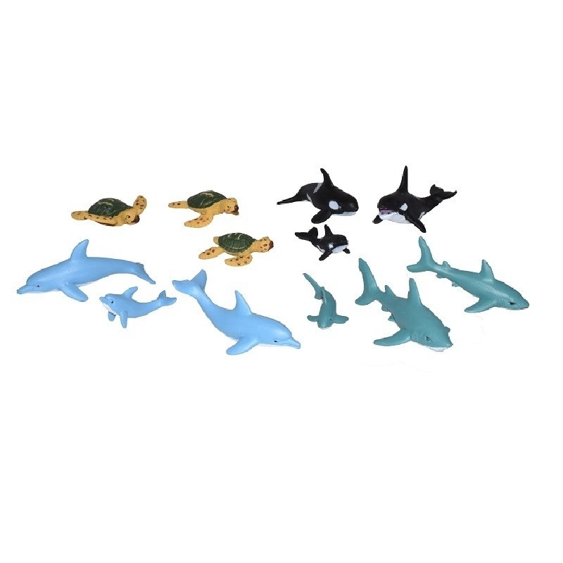 Afbeelding 12x Plastic zeedieren/oceaan dieren famile speelfiguren door Animals Giftshop